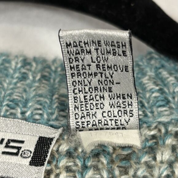 Vintage Saturdays 80s 90s Cardigan Sweater Aqua Blue Stripes Button Up - Picture 6 of 6